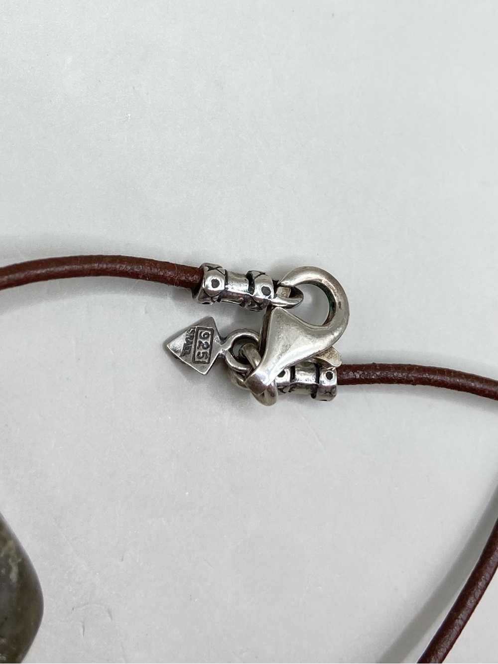 Silpada Brown Leather Necklace with Green Stone and Silver Teardrop Pendant - Picture 8 of 10